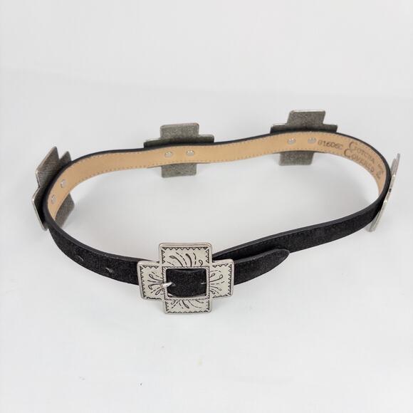 Gotcha Covered Accessories - Gotcha Covered Black Leather Belt Large Crosses Concho Style Western Size Small